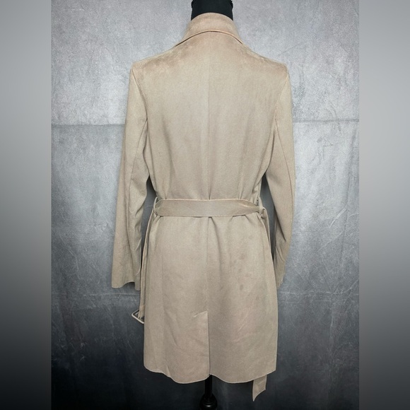 Solitaire Anthropologie Beige Belted Jacket Button Front Pockets Size Small - Picture 7 of 9